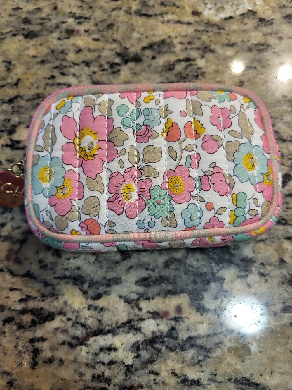 Stoney Clover Lane X Liberty Quilted Floral Zip Pouch in Pink & Mint